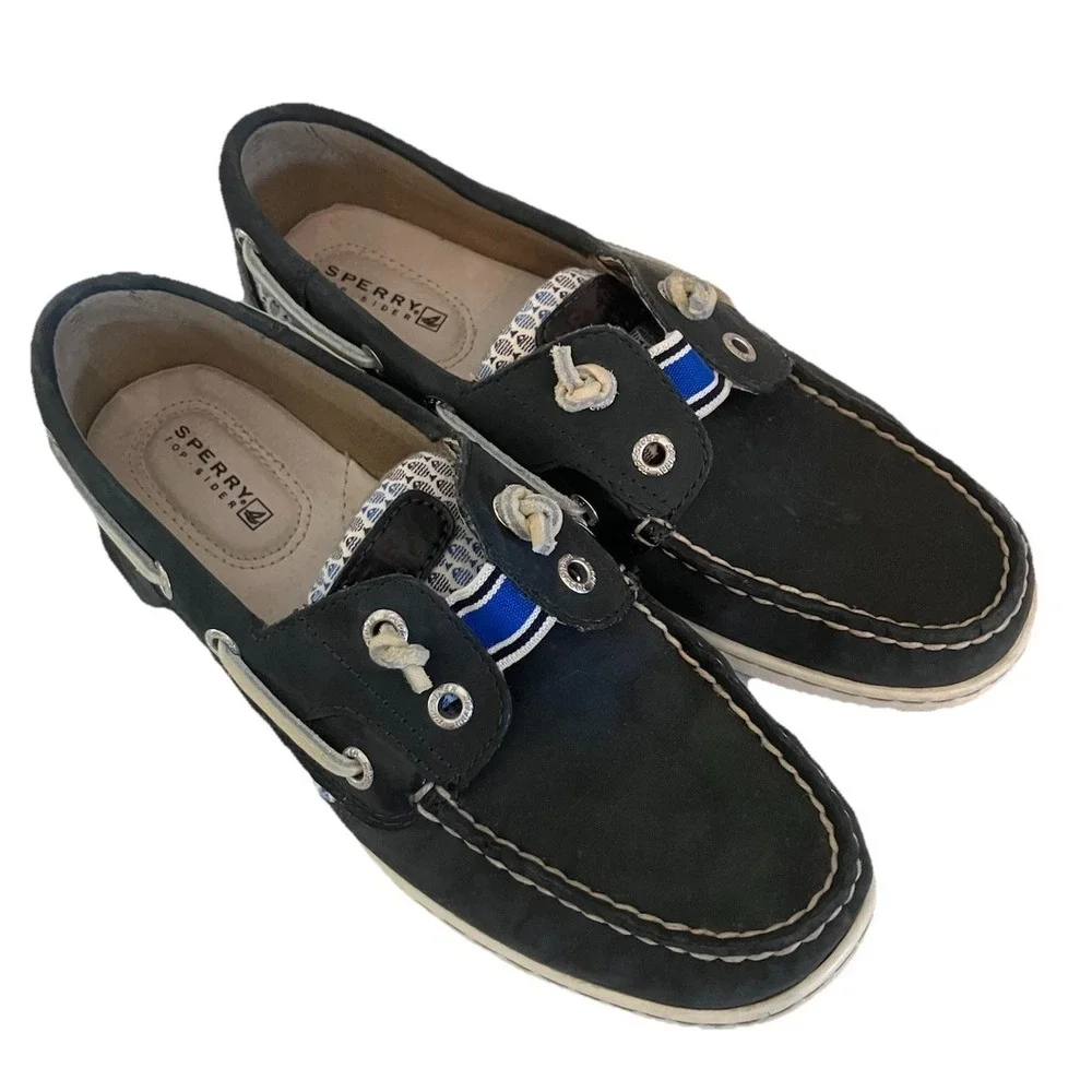 Sperry Top Sider Boat Shoes Sz 6 Gray Leather Fish Lexington Women